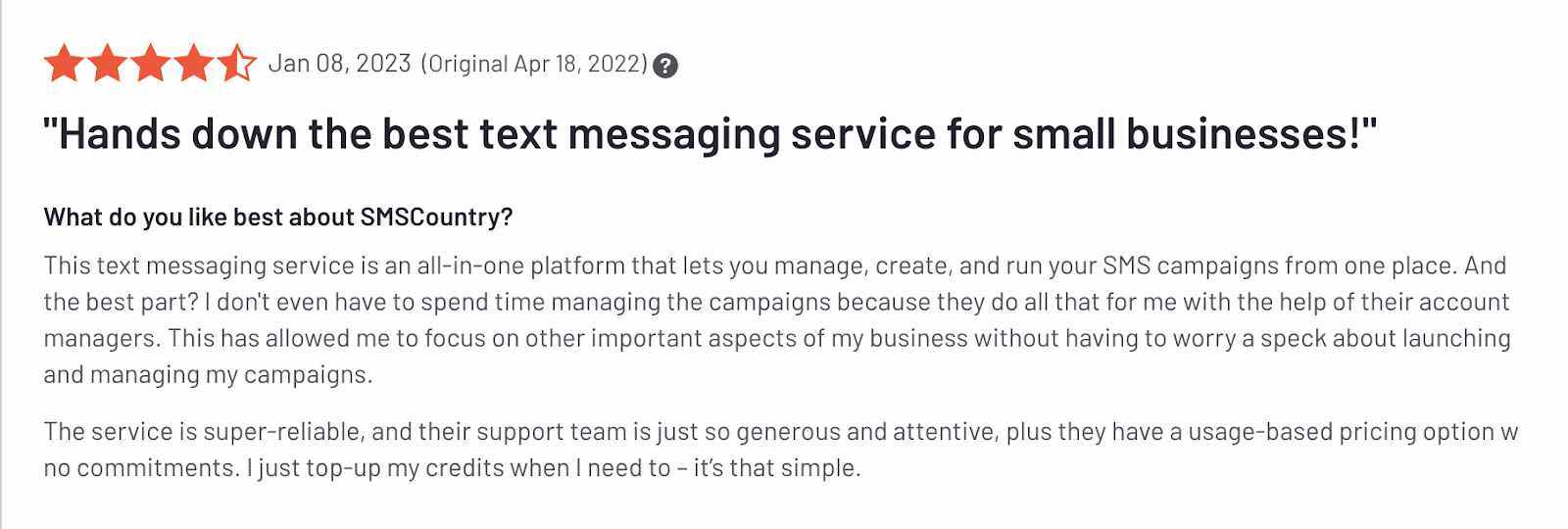 Twilio vs smscountry | Recent testimonial from a happy SMSCountry customer about reliable service