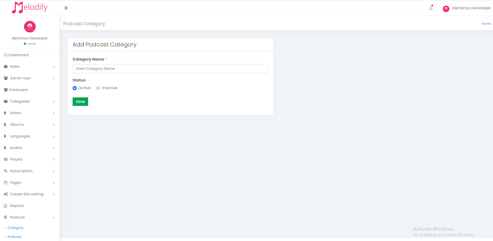 Create Podcast Category