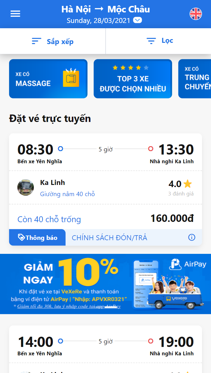 Chọn giờ đi phù hợp với nhu cầu.