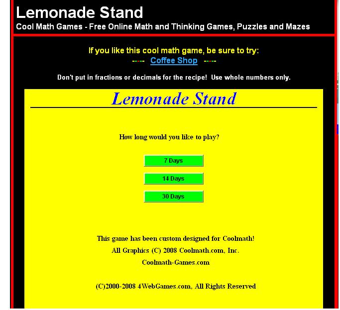 Cool Math Games Lemonade Stand Best Recipe Games World