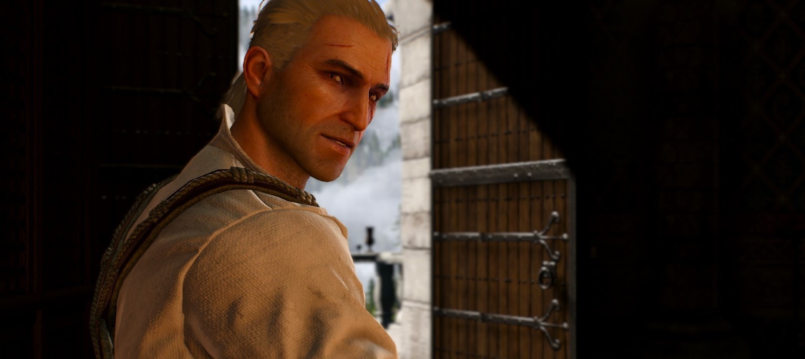 Geralt looking back