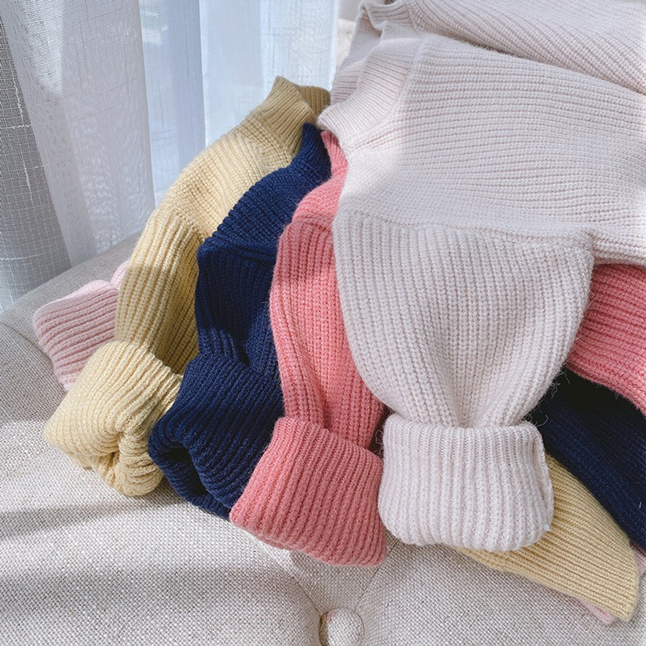 Quality Baby Knit Loose Round Neck Jumper Candy Color