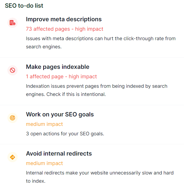 get an seo to-do list with siteguru