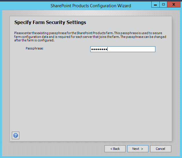 SharePoint 2016 Configuration Wizard - Security Settings