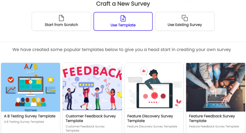 Craft your survey by picking any of the templates by Chisel