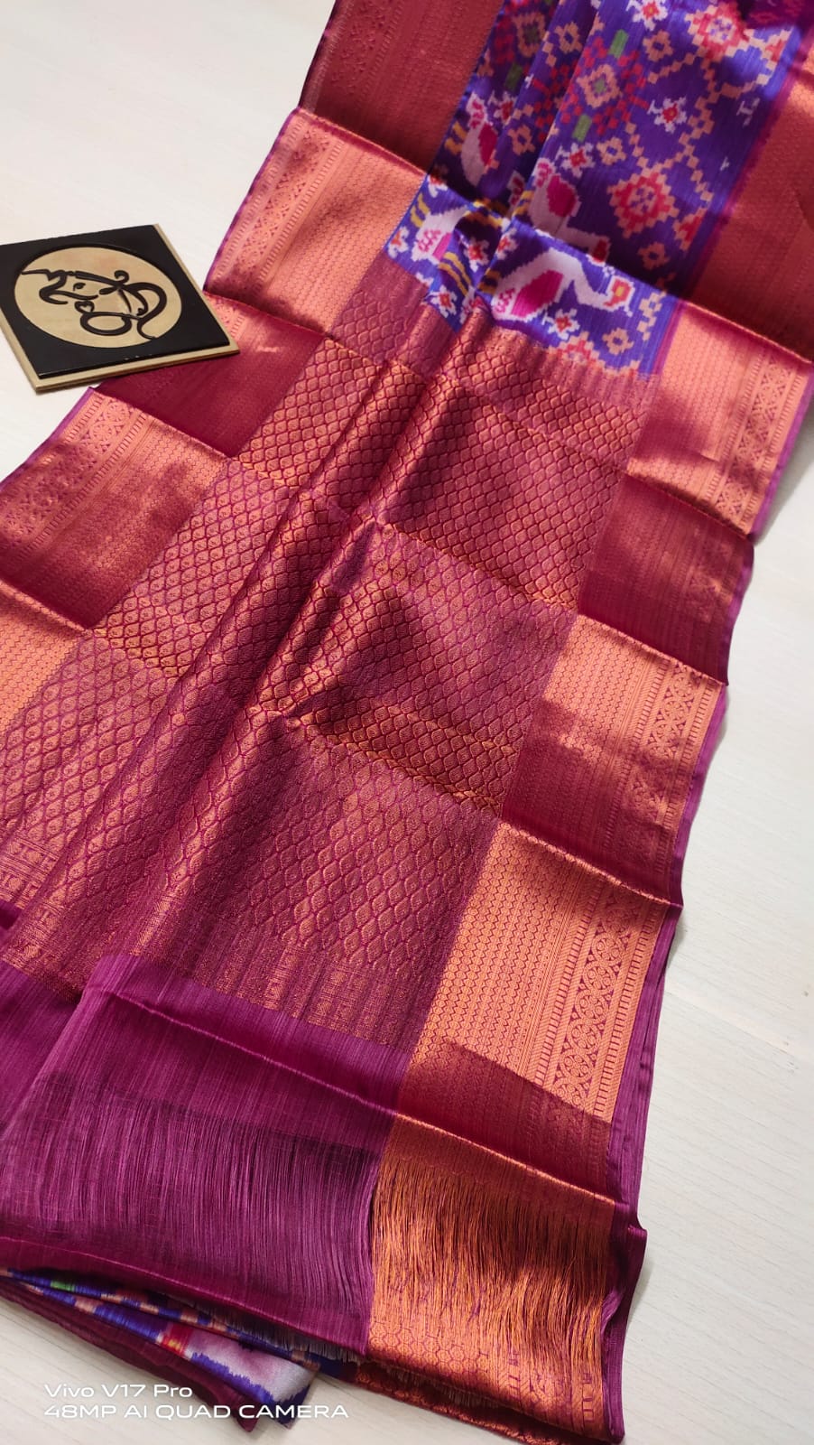 Pure pattu digital print with kaddi border sarees