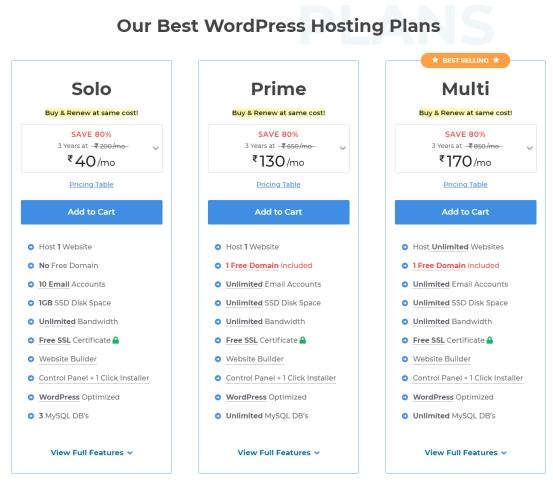 MilesWeb Review: WordPress Hosting Plans
