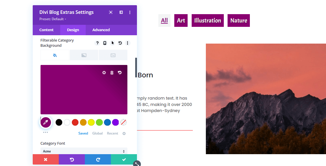 Divi blog module