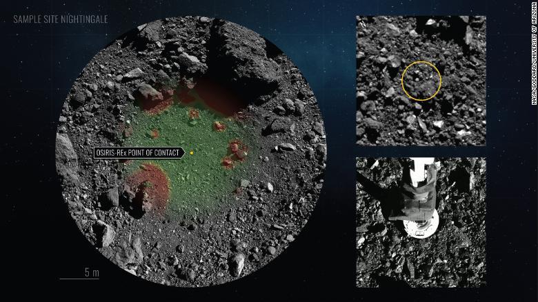 This graphic shows the spot where the spacecraft touched down on the asteroid.