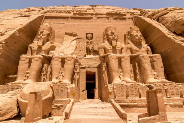 Statues in front of Abu Simbel temple in Aswan Egypt Statues in front of Abu Simbel temple in Aswan Egypt, Africa The Temples of Abu Simbel in Abu Simbel, Egypt stock pictures, royalty-free photos & images