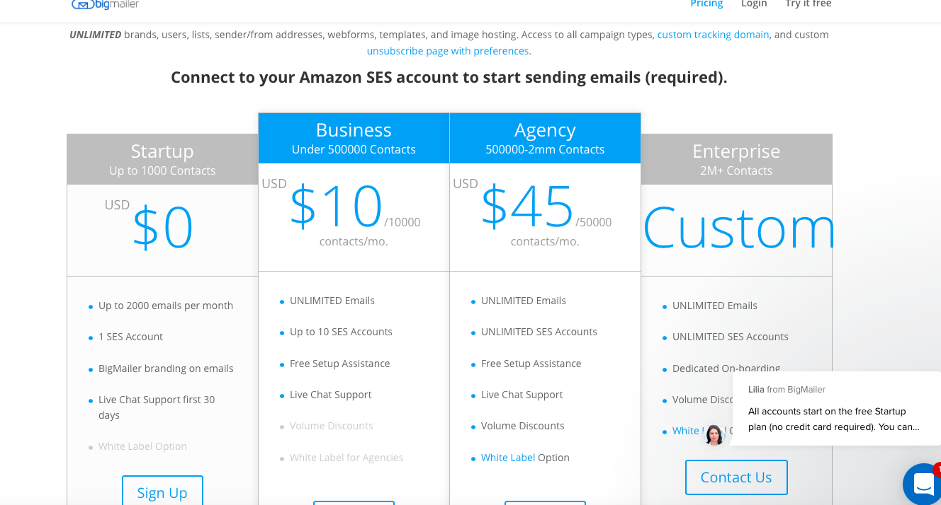 BigMailer pricing