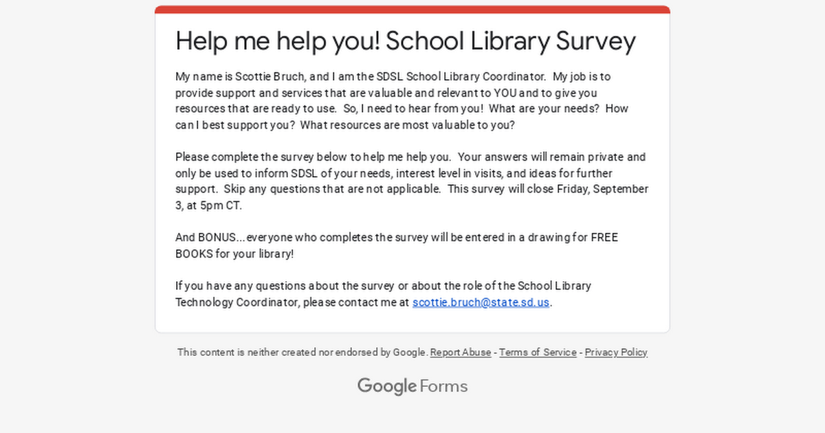 Help me help you! School Library Survey
