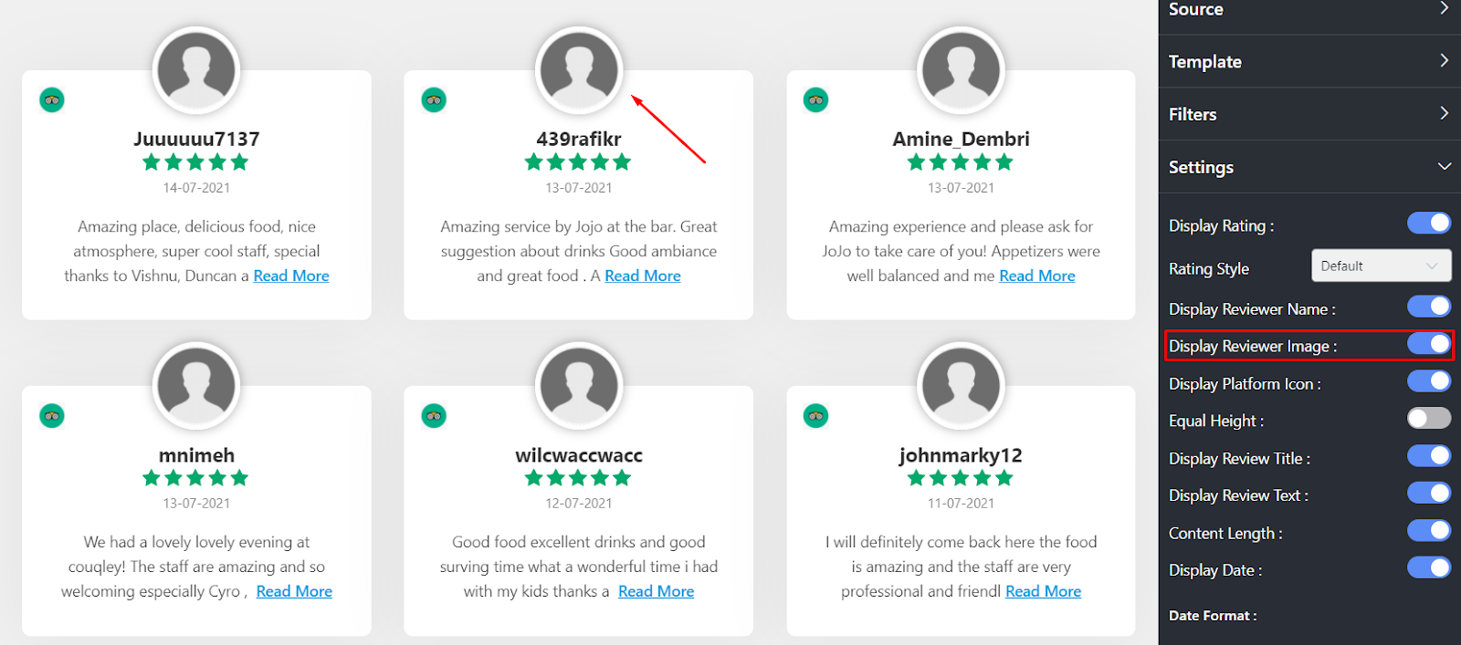 Tripadvisor reviews display reviewer image