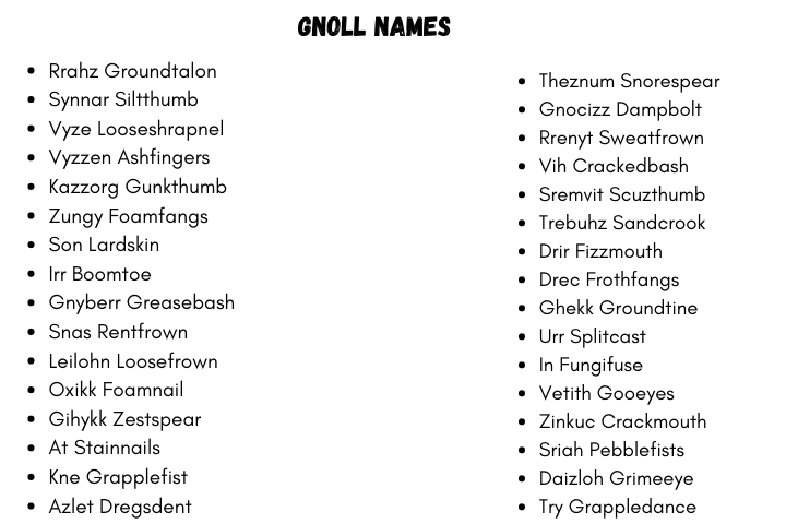 Dnd Gnoll Names
