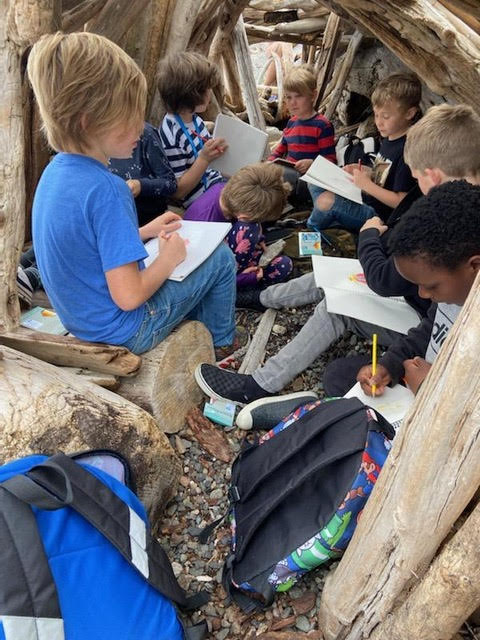June 2022 - Students diving into their summer sketchbooks at the Funhouse, Orcas Island, WA