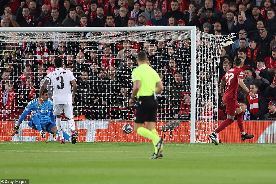 Darwin Nunez initially gave Liverpool the lead at Anfield by capping a superb attacking move after just four minutes