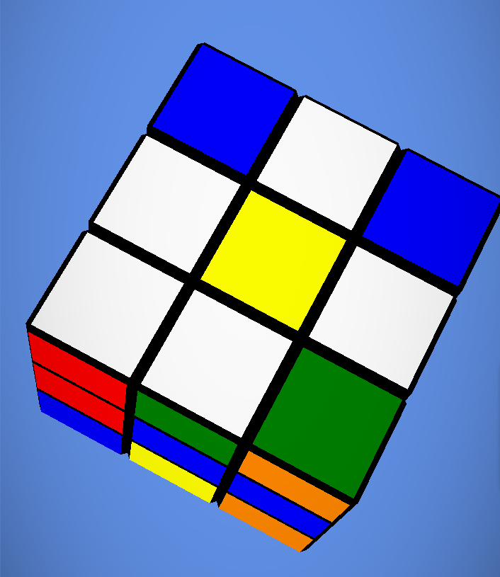 Top view of the a different type of solved daisy on a Rubik's cube 