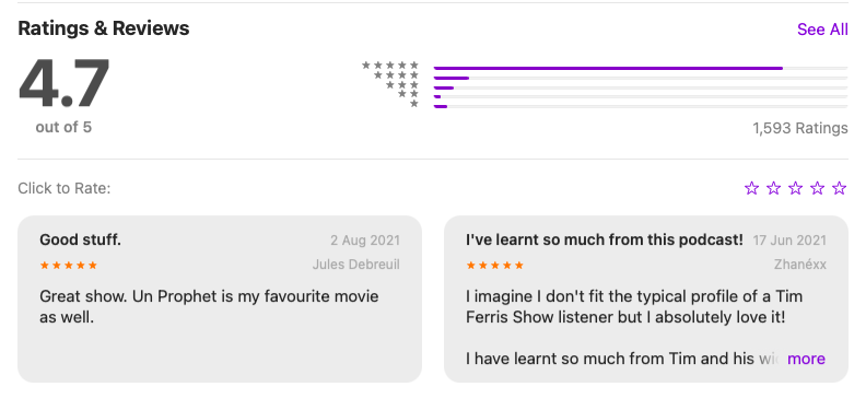 The Tim Ferriss Show reviews