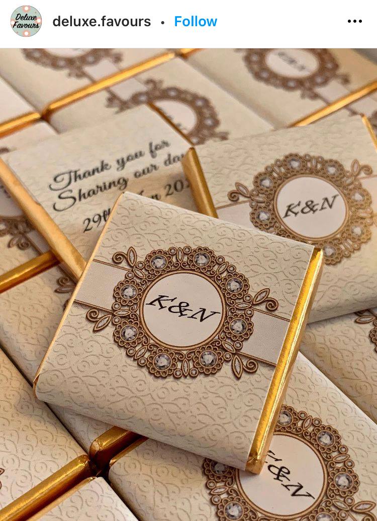 50 PERSONALISED CHOCOLATE WEDDING FAVOURS,QUALITY FREE P+P TOP DESIGNS! 