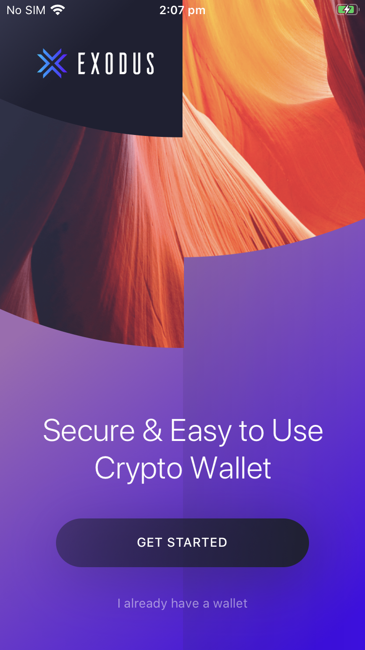 Screenshot of Exodus Wallet homepage