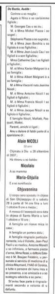 Décès Nicoli Alain