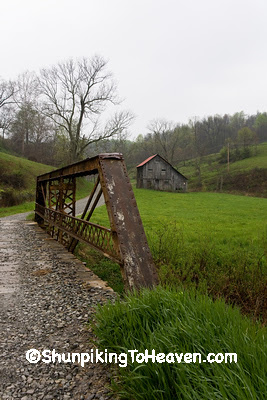 Rusty Metal Truss Bridge and Gray Barn, Monroe County, Ohio