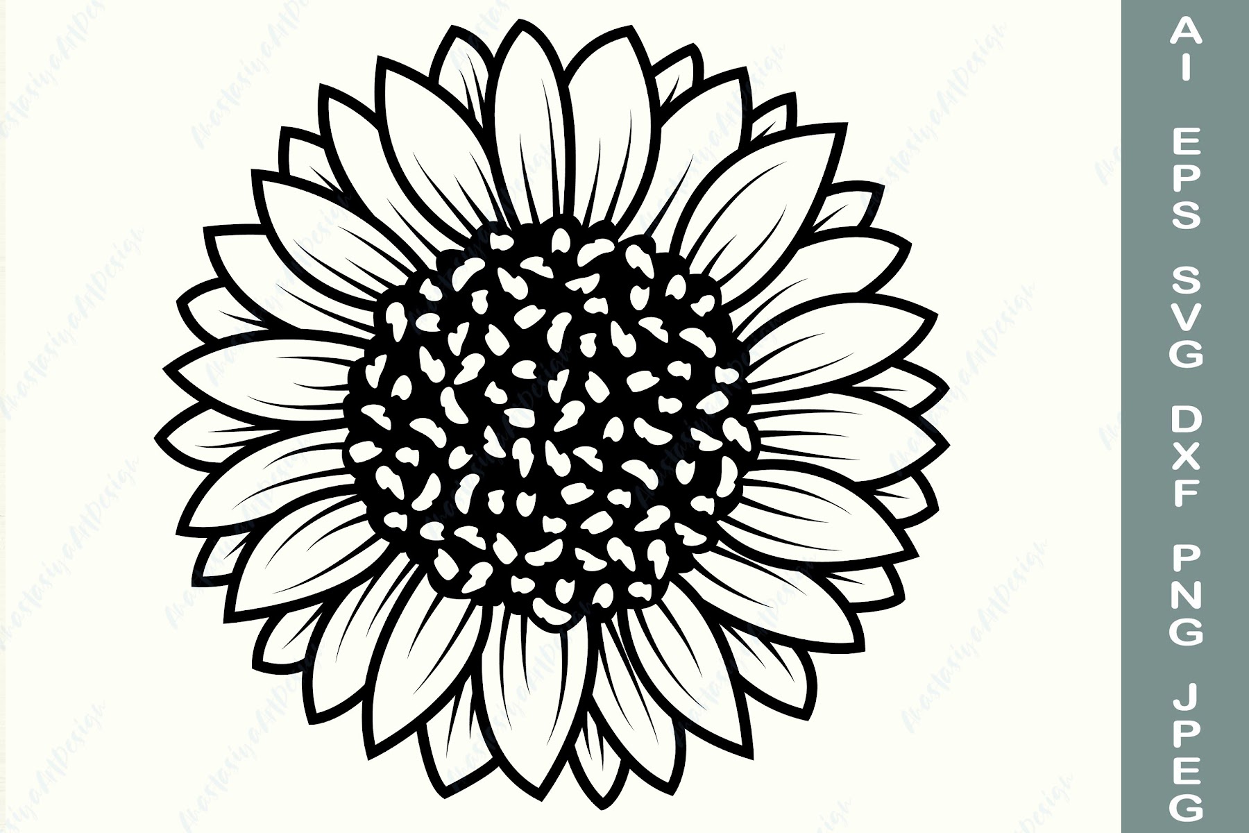 8978 Sunflower Svg Black And White SVG PNG EPS DXF File