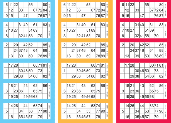 Printable Bingo Cards Numbers 1 90 Calendar June