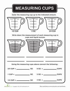 Kitchen Math Measuring Up Worksheet Answers | Math Worksheets Grade 7