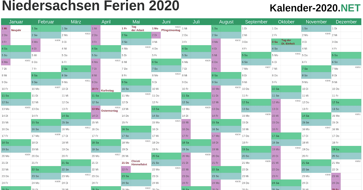 Kalender 2021 Niedersachsen Din A4 Zum Ausdrucken ...