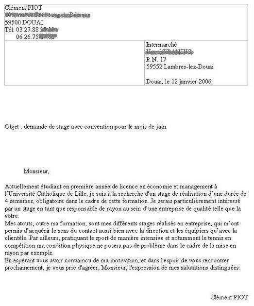 Lettre De Motivation Stage Aes  Samuel Cooke ejemplo de carta