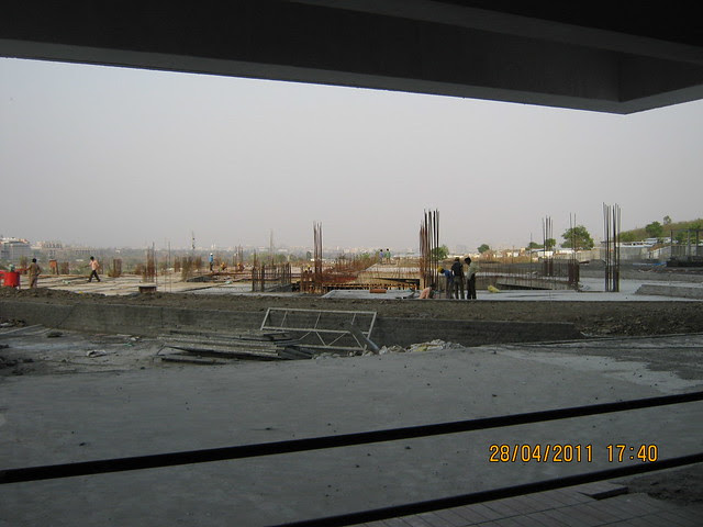 Podium - view from the lobby of Wide passages in the lobby of Sangria Towers at Megapolis Hinjewadi Phase 3, Pune