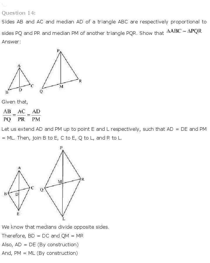 NCERT Solutions for Class 10th Maths Chapter 6 - Triangles