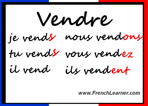 http://www.frenchlearner.com/verbs/regular-re-verbs/ Czasowniki trzeciej grupy - odmiana czasownika vendre - Francuski przy kawie