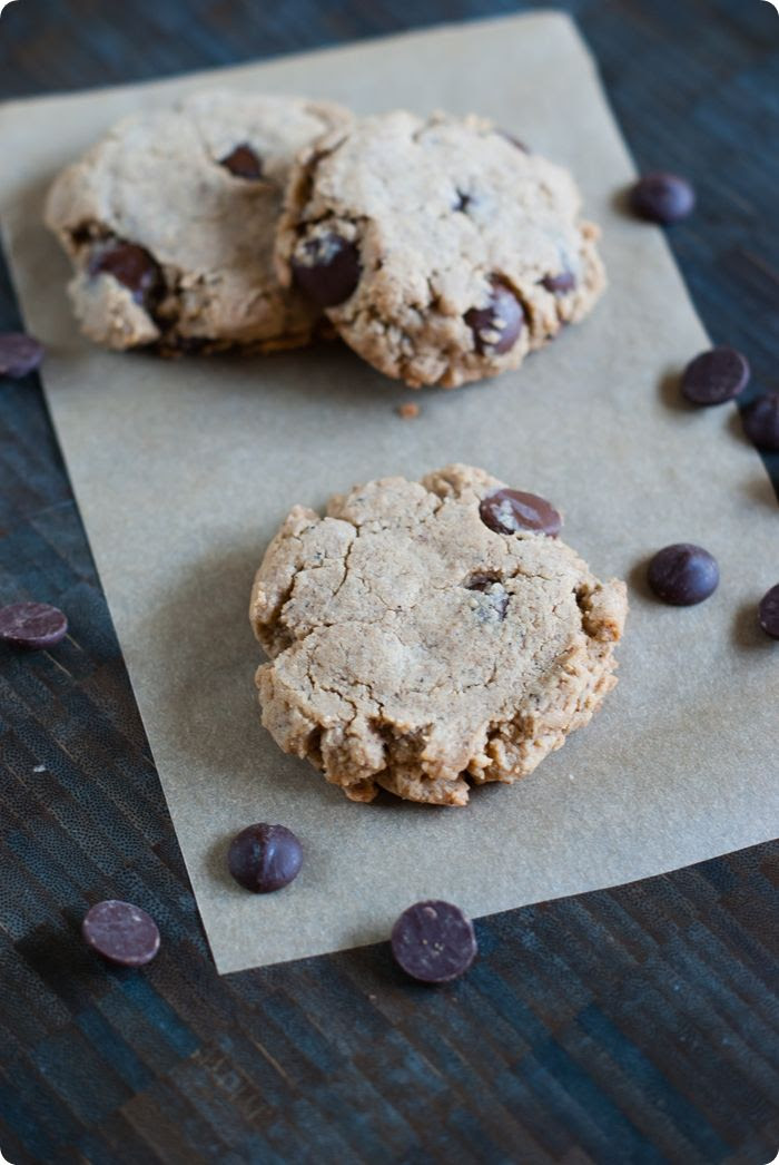 espresso almond butter chocolate chip cookies