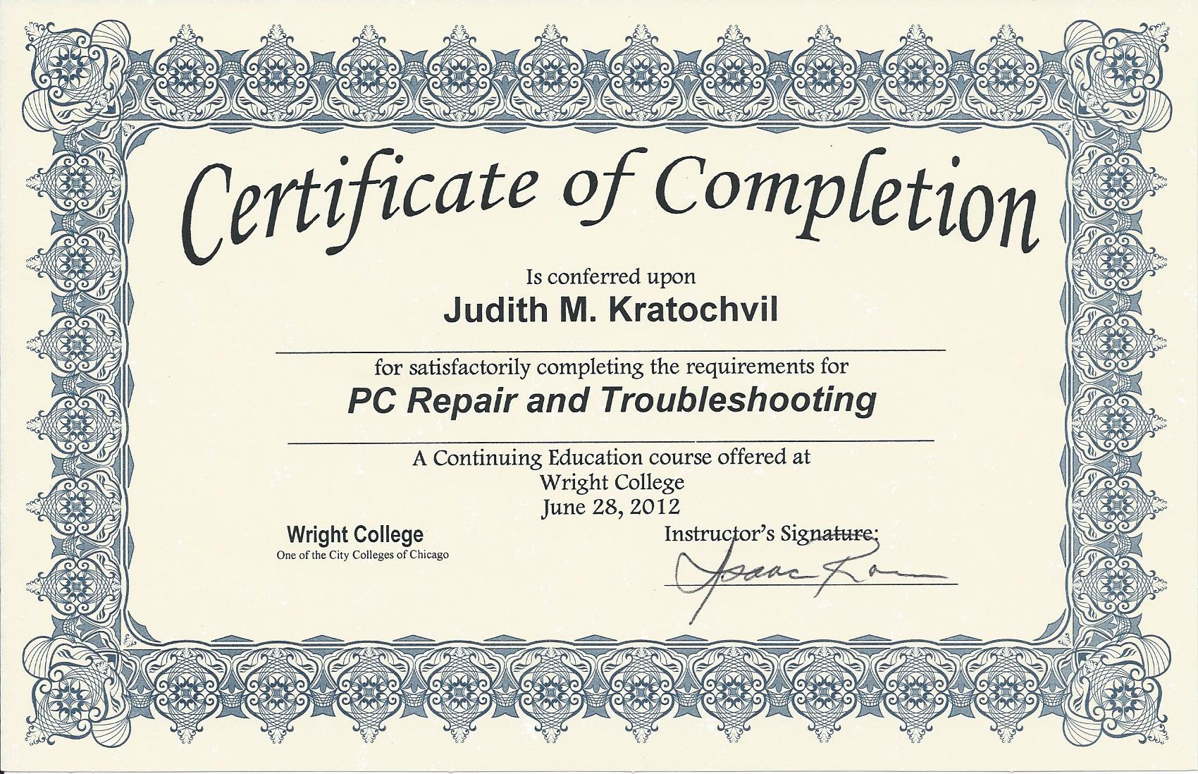Printable Parenting Class Certificate Of Completion Template
