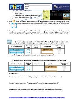 Forces And Motion Simulation Lab Answer Key : Moving Man Worksheet