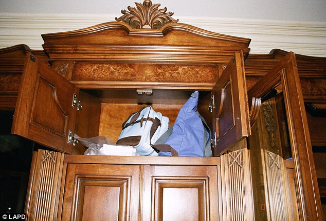 Stash: A medical bag, believed to be Dr Conrad Murray's is tucked away in Jackson's grand closet