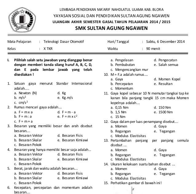 Soal Essay Gambar Teknik Kelas 10