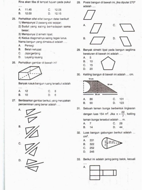 Contoh Soal Soal Matematika Kelas 3 Simetri Lipat