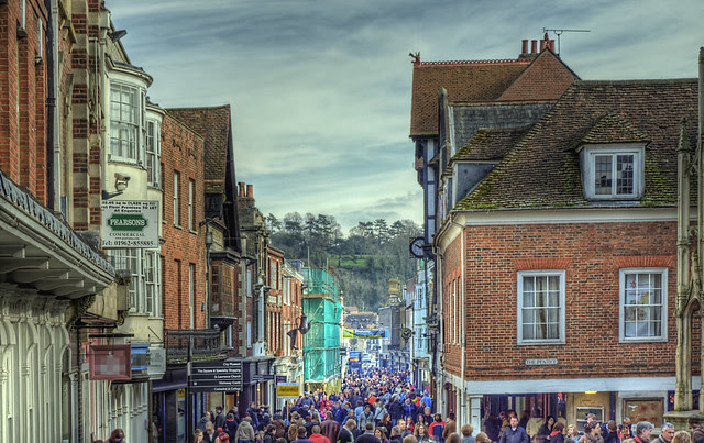 Winchester High Street on a Saturday