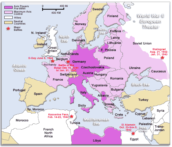 Ww2 In Europe And North Africa Map Map Of Africa