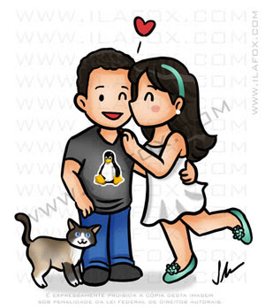 caricatura fofinha, caricatura simples, caricatura casal, by ila fox