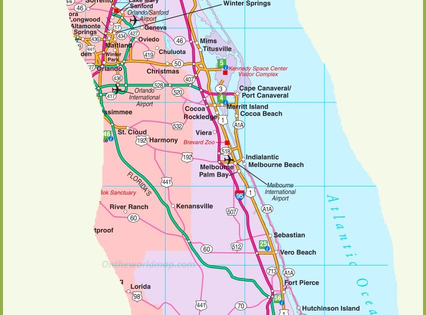 Map Of Florida East Coast Towns
