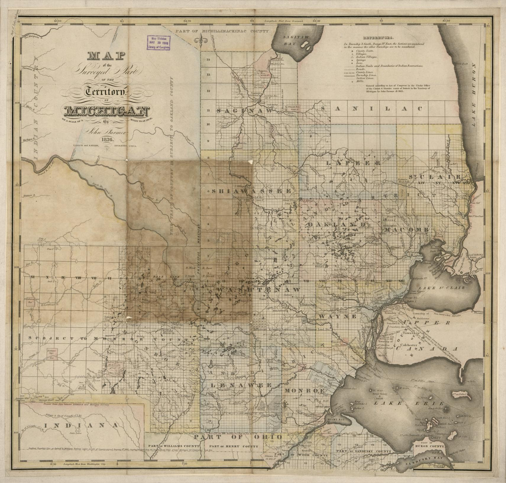 Michigan Township And Range Map - State Coastal Towns Map