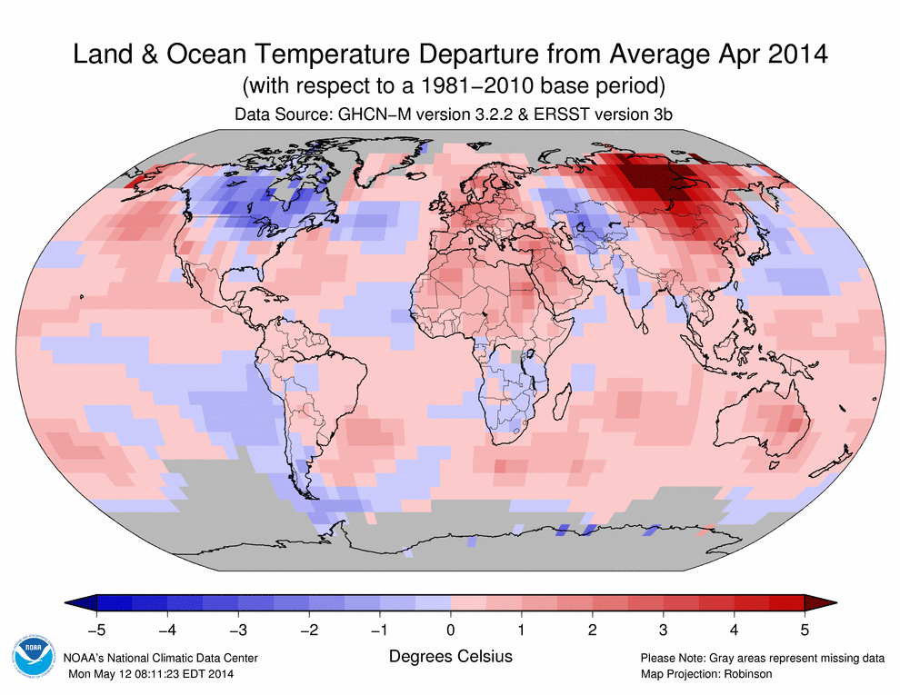 April temperature difference from average (NOAA)