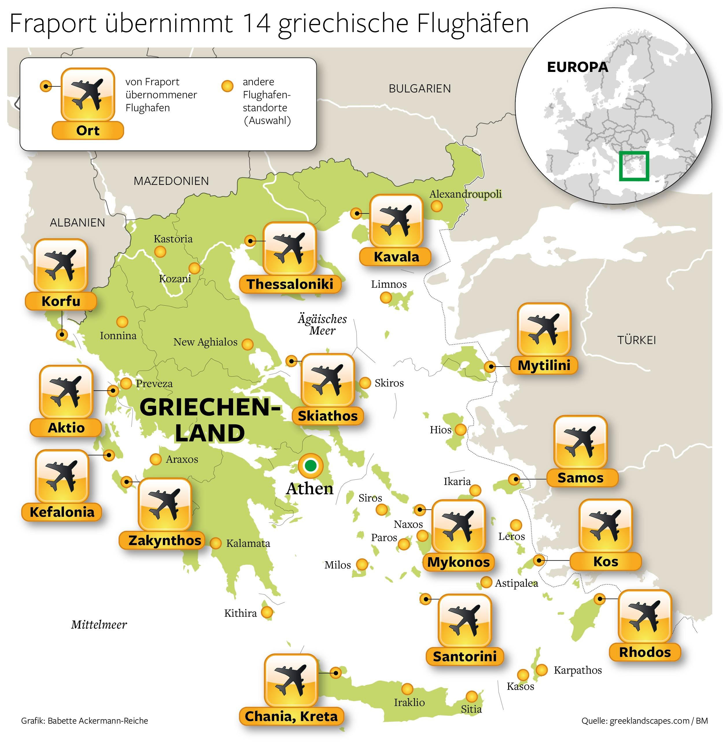 Flughäfen Griechenland Karte | Ungarn Karte