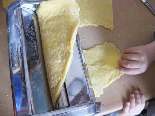 making the pastry with the machine