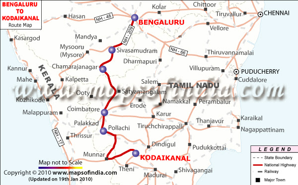 kodaikanal tourist map with distance