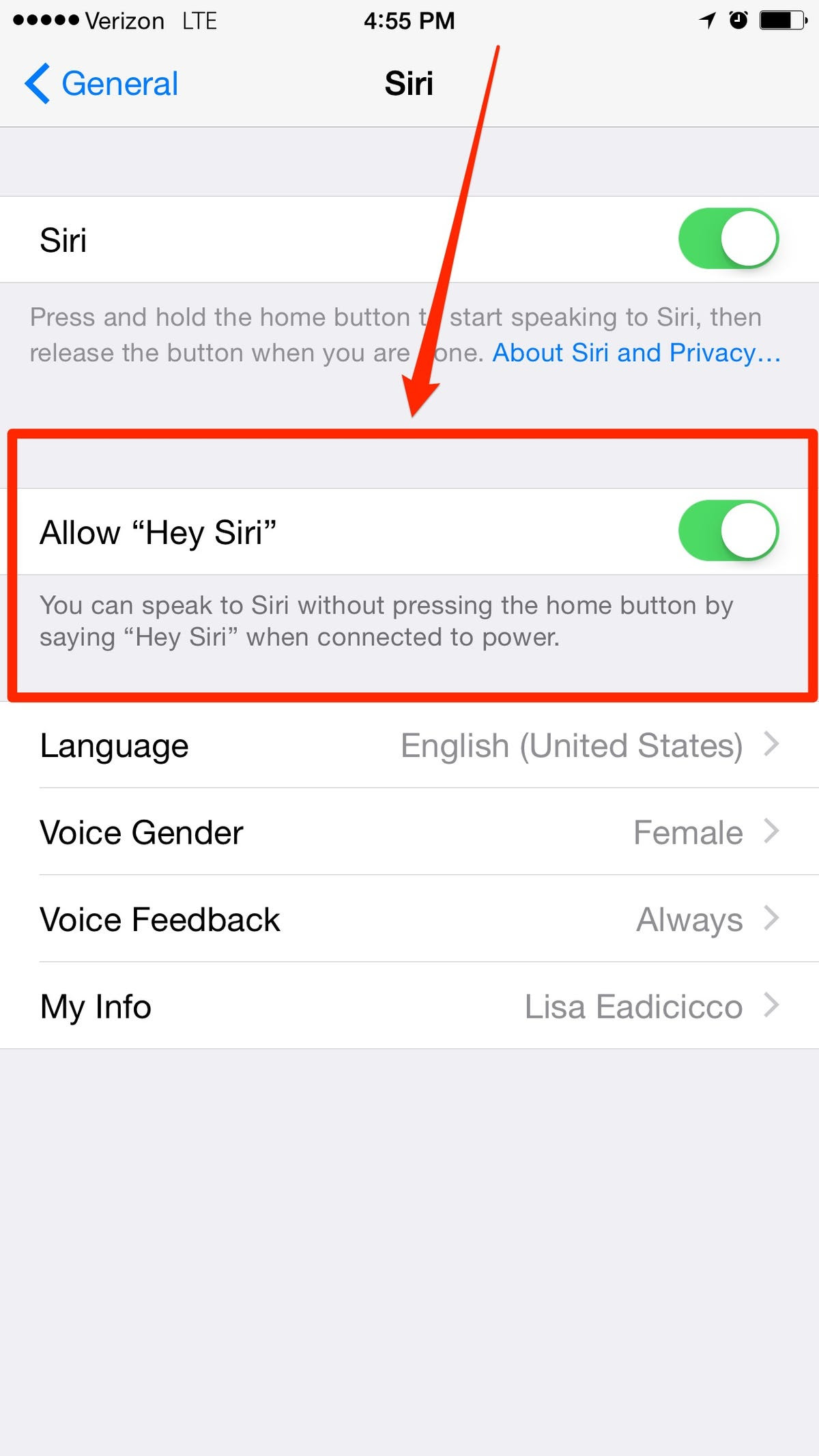 Use Siri hands-free.